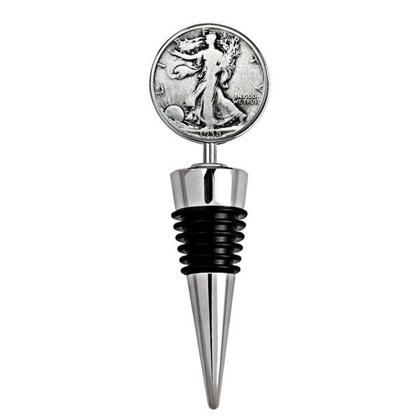 Upm Global UPM Global 15201 4 x 1.3 in. Silver Walking Liberty Half Dollar Coin Wine Stopper 15201